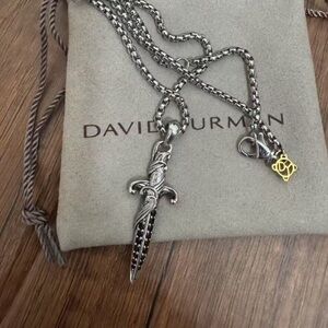 David Yurman Silver and Black Dagger Necklace